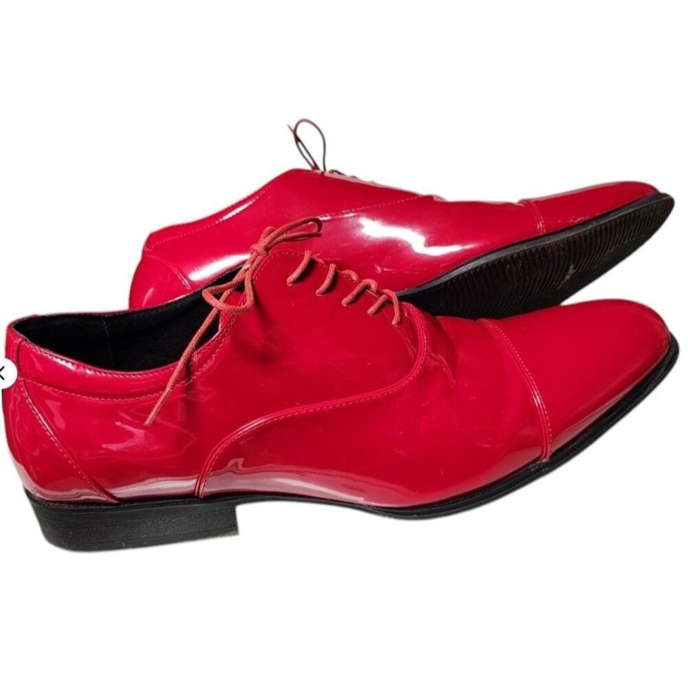 Stacy Adams Gala Cap Toe Oxfords Red Patent Leather Size 15 Tuxedo Shoe
